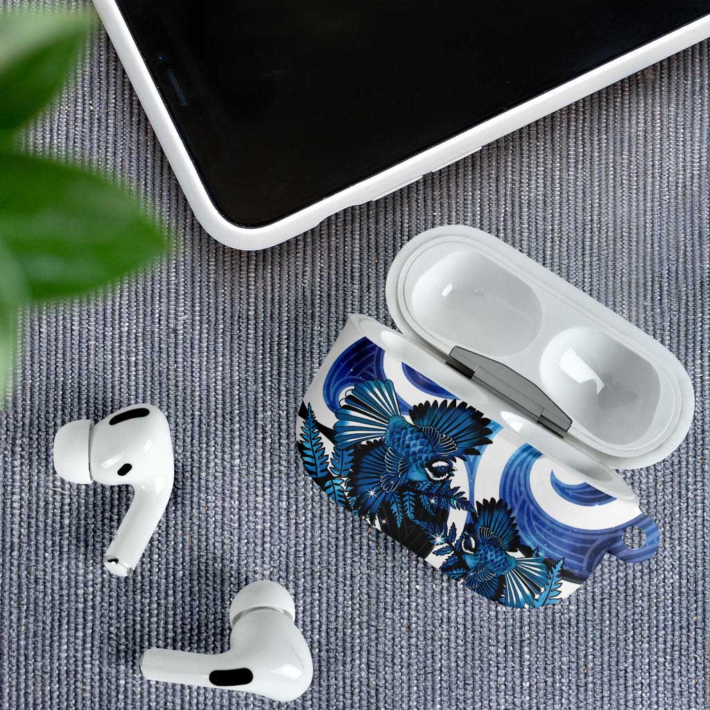 Piwakawaka New Zealand Matariki AirPods Case Maori New Year Silver Fern Blue Galaxy LT14 - Polynesian Pride