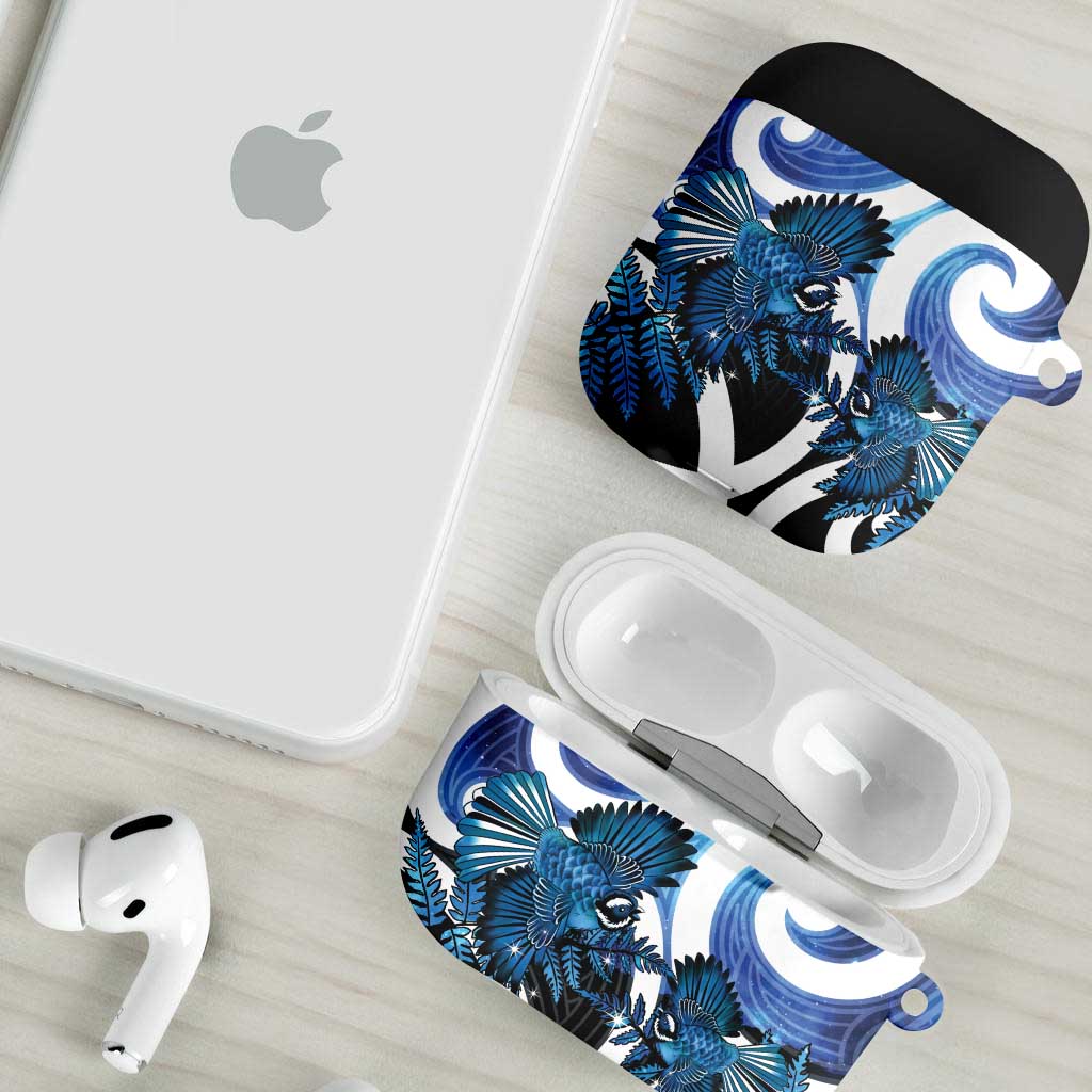 Piwakawaka New Zealand Matariki AirPods Case Maori New Year Silver Fern Blue Galaxy LT14 - Polynesian Pride