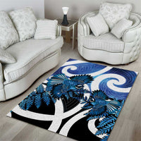 Piwakawaka New Zealand Matariki Area Rug Maori New Year Silver Fern Blue Galaxy LT14 - Polynesian Pride