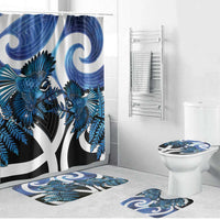 Piwakawaka New Zealand Matariki Bathroom Set Maori New Year Silver Fern Blue Galaxy LT14 Bathroom Set (4 pcs) Blue - Polynesian Pride