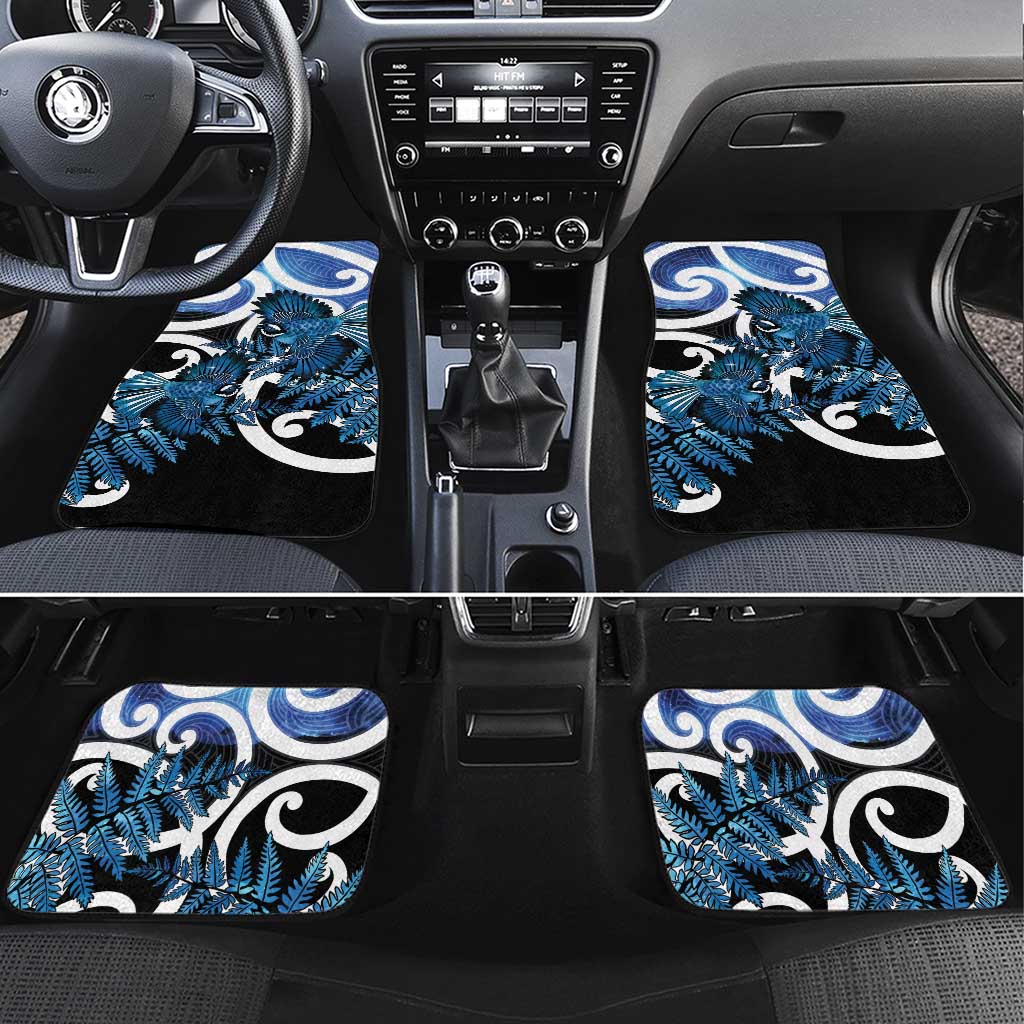 Piwakawaka New Zealand Matariki Car Mats Maori New Year Silver Fern Blue Galaxy LT14 Set 4pcs Blue - Polynesian Pride