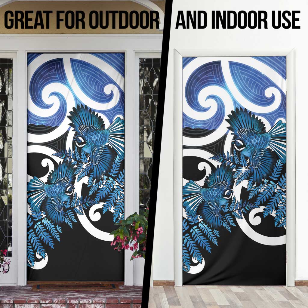 Piwakawaka New Zealand Matariki Door Cover Maori New Year Silver Fern Blue Galaxy LT14 - Polynesian Pride