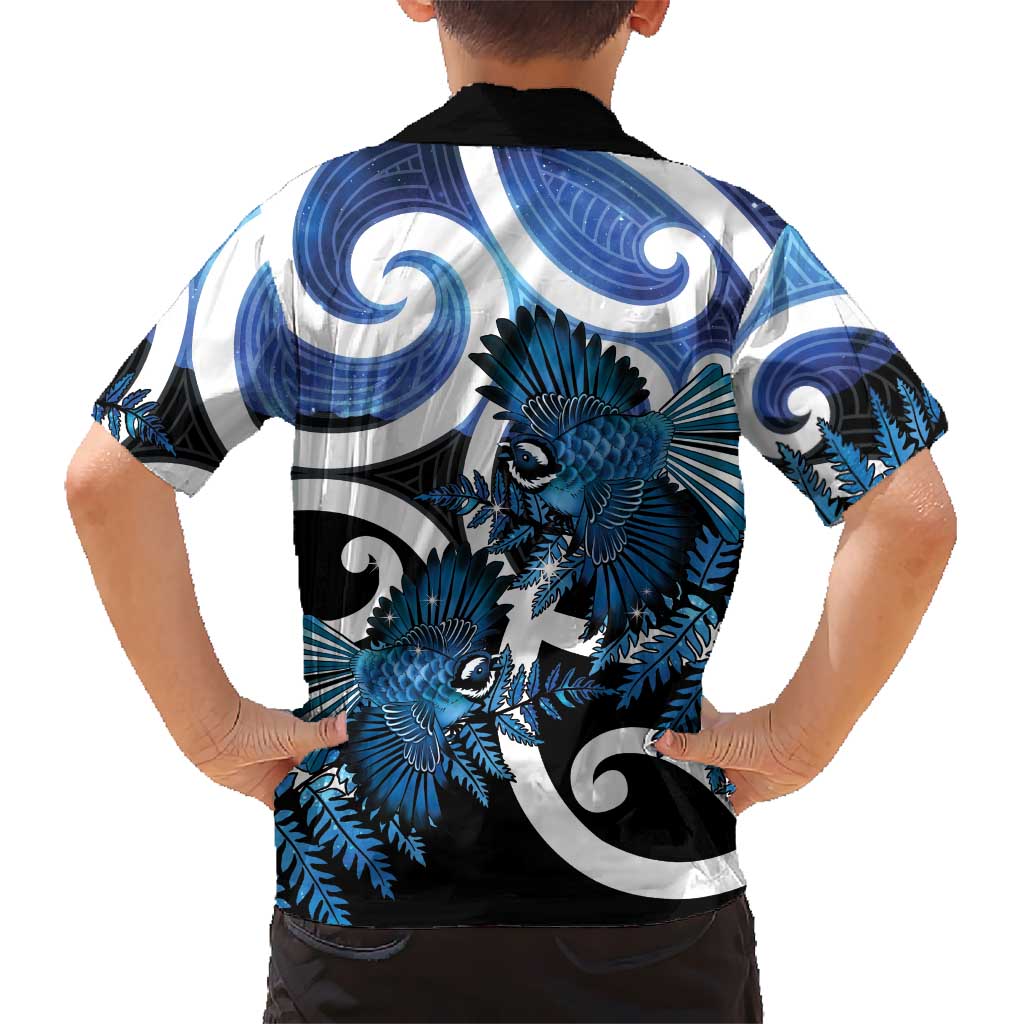 Piwakawaka New Zealand Matariki Hawaiian Shirt Maori New Year Silver Fern Blue Galaxy LT14 - Polynesian Pride
