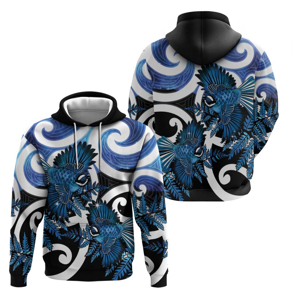 Piwakawaka New Zealand Matariki Hoodie Maori New Year Silver Fern Blue Galaxy LT14 - Polynesian Pride