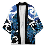 Piwakawaka New Zealand Matariki Kimono Maori New Year Silver Fern Blue Galaxy LT14 Unisex Blue - Polynesian Pride
