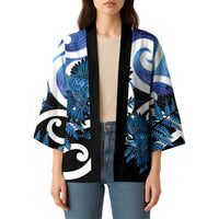 Piwakawaka New Zealand Matariki Kimono Maori New Year Silver Fern Blue Galaxy LT14 - Polynesian Pride