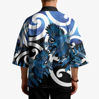 Piwakawaka New Zealand Matariki Kimono Maori New Year Silver Fern Blue Galaxy LT14 - Polynesian Pride