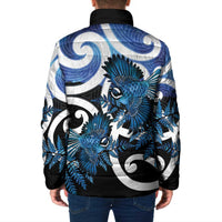 Piwakawaka New Zealand Matariki Padded Jacket Maori New Year Silver Fern Blue Galaxy LT14 - Polynesian Pride