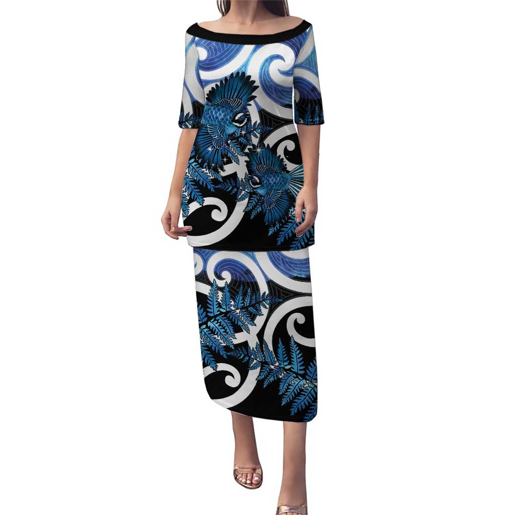 Piwakawaka New Zealand Matariki Puletasi Maori New Year Silver Fern Blue Galaxy