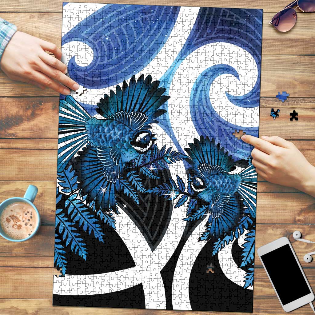 Piwakawaka New Zealand Matariki Puzzle Maori New Year Silver Fern Blue Galaxy LT14 Blue - Polynesian Pride