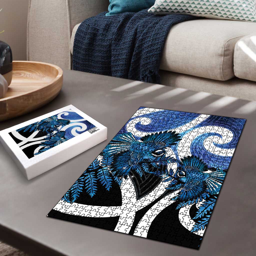 Piwakawaka New Zealand Matariki Puzzle Maori New Year Silver Fern Blue Galaxy LT14 - Polynesian Pride