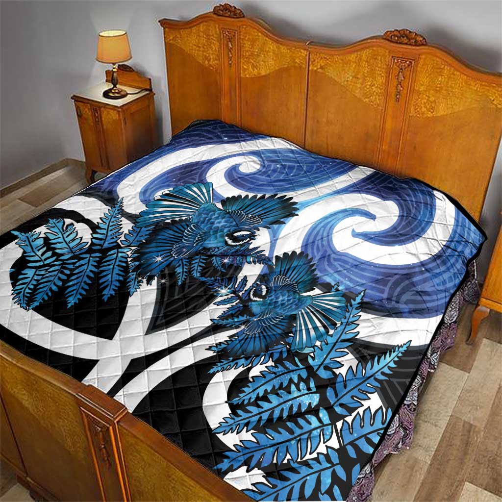 Piwakawaka New Zealand Matariki Quilt Maori New Year Silver Fern Blue Galaxy LT14 - Polynesian Pride