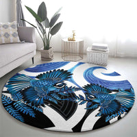 Piwakawaka New Zealand Matariki Round Carpet Maori New Year Silver Fern Blue Galaxy LT14 - Polynesian Pride