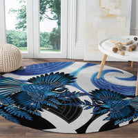 Piwakawaka New Zealand Matariki Round Carpet Maori New Year Silver Fern Blue Galaxy LT14 - Polynesian Pride