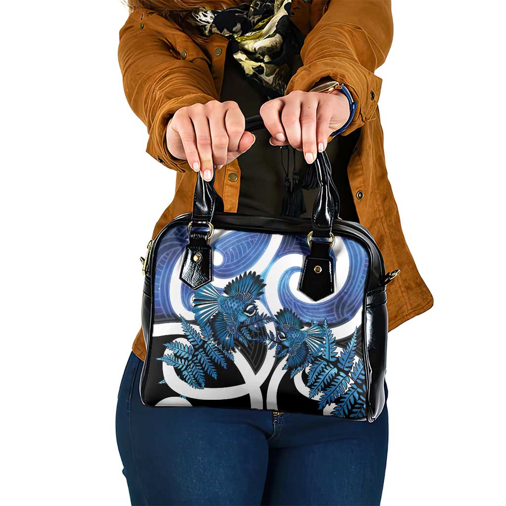 Piwakawaka New Zealand Matariki Shoulder Handbag Maori New Year Silver Fern Blue Galaxy LT14 One Size Blue - Polynesian Pride