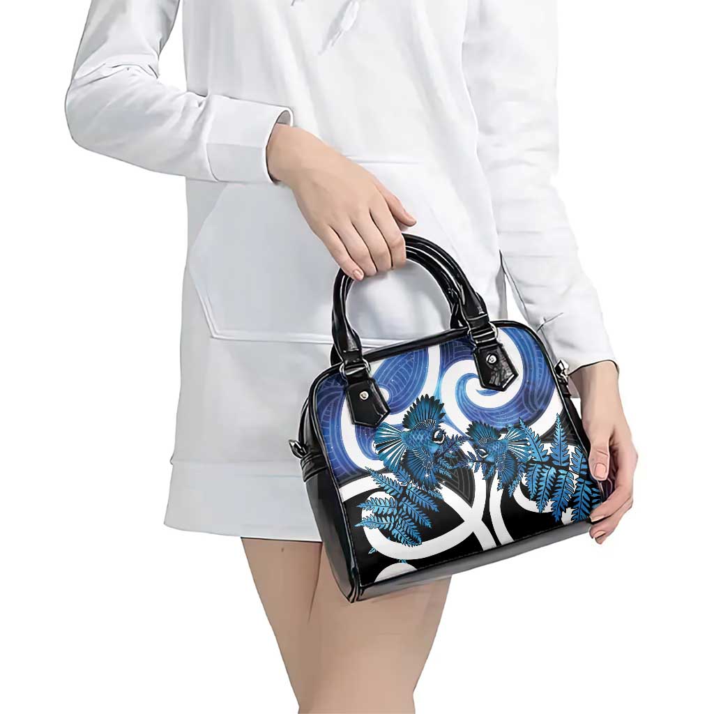 Piwakawaka New Zealand Matariki Shoulder Handbag Maori New Year Silver Fern Blue Galaxy LT14 - Polynesian Pride