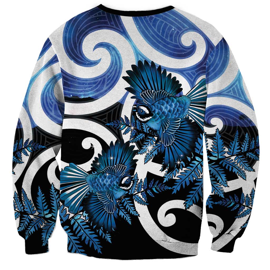 Piwakawaka New Zealand Matariki Sweatshirt Maori New Year Silver Fern Blue Galaxy LT14 - Polynesian Pride