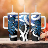 Piwakawaka New Zealand Matariki Tumbler With Handle Maori New Year Silver Fern Blue Galaxy LT14 - Polynesian Pride
