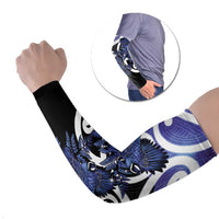 Piwakawaka New Zealand Matariki Arm Sleeves Maori New Year Silver Fern Purple Galaxy LT14 Set of 2 Purple - Polynesian Pride
