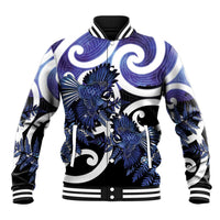 Piwakawaka New Zealand Matariki Baseball Jacket Maori New Year Silver Fern Purple Galaxy LT14 Unisex Purple - Polynesian Pride