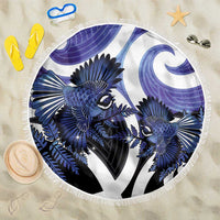 Piwakawaka New Zealand Matariki Beach Blanket Maori New Year Silver Fern Purple Galaxy LT14 One Size 150cm Purple - Polynesian Pride