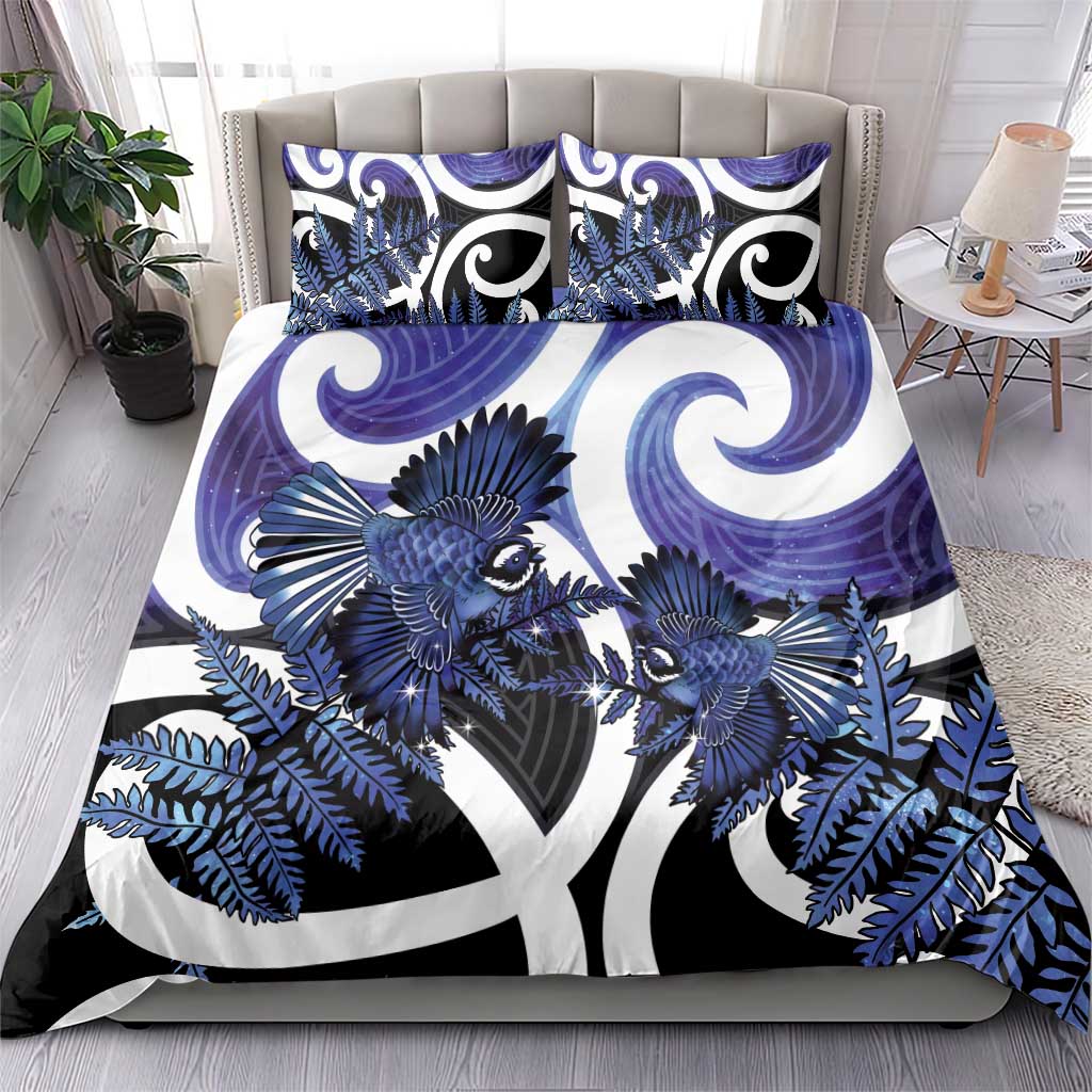 Piwakawaka New Zealand Matariki Bedding Set Maori New Year Silver Fern Purple Galaxy LT14 - Polynesian Pride