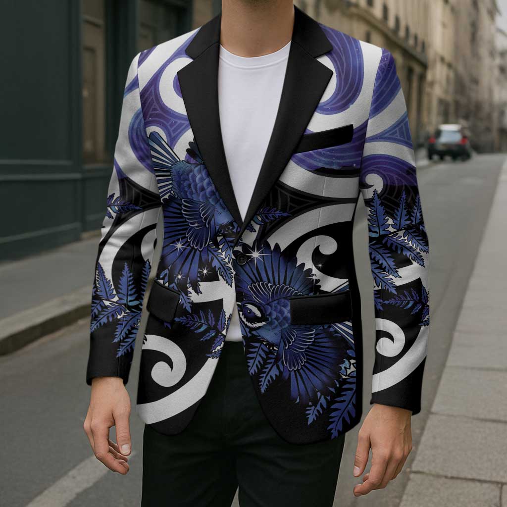 Piwakawaka New Zealand Matariki Blazer Maori New Year Silver Fern Purple Galaxy LT14 - Polynesian Pride
