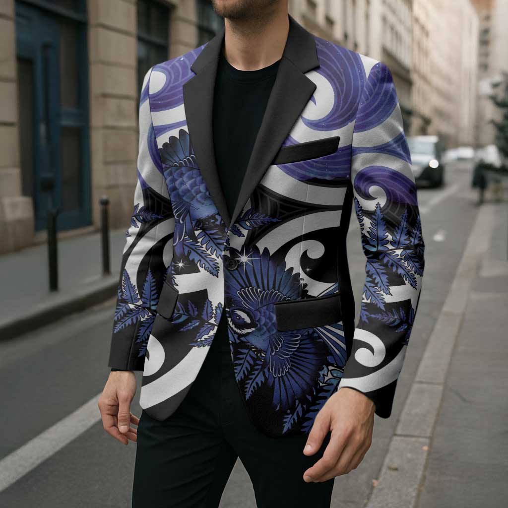 Piwakawaka New Zealand Matariki Blazer Maori New Year Silver Fern Purple Galaxy LT14 - Polynesian Pride