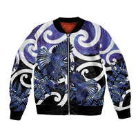 Piwakawaka New Zealand Matariki Bomber Jacket Maori New Year Silver Fern Purple Galaxy LT14 Unisex Purple - Polynesian Pride