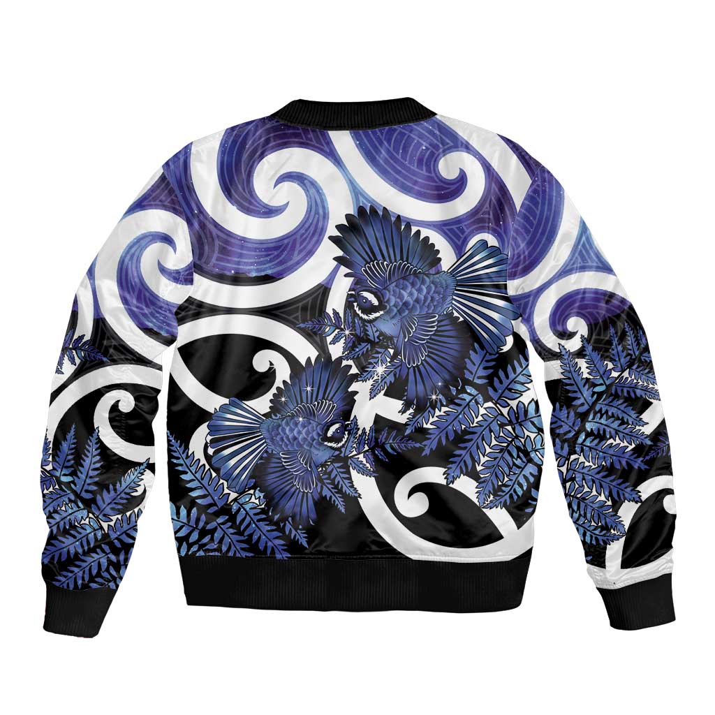 Piwakawaka New Zealand Matariki Bomber Jacket Maori New Year Silver Fern Purple Galaxy LT14 - Polynesian Pride