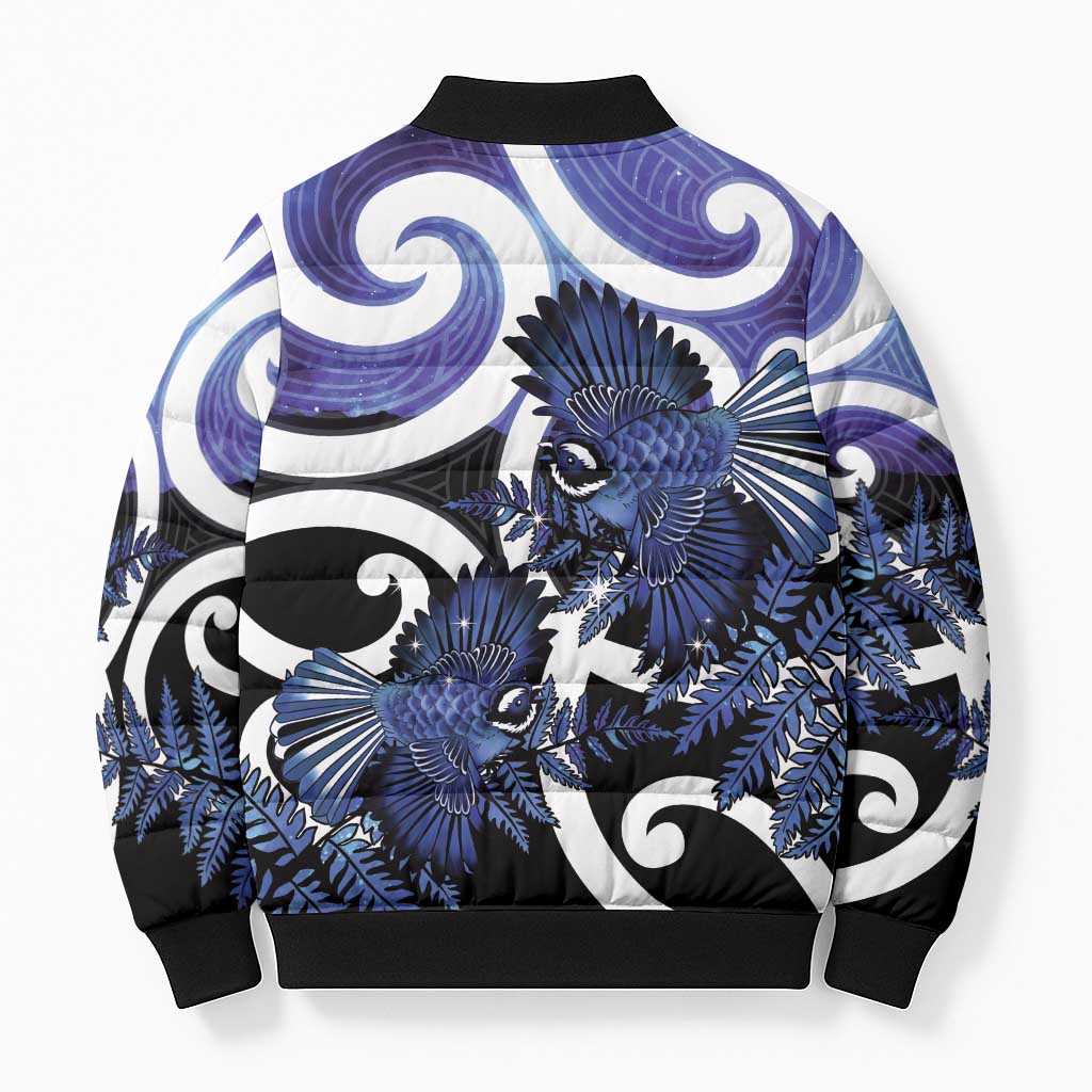 Piwakawaka New Zealand Matariki Bomber Puffer Jacket Maori New Year Silver Fern Purple Galaxy LT14 - Polynesian Pride