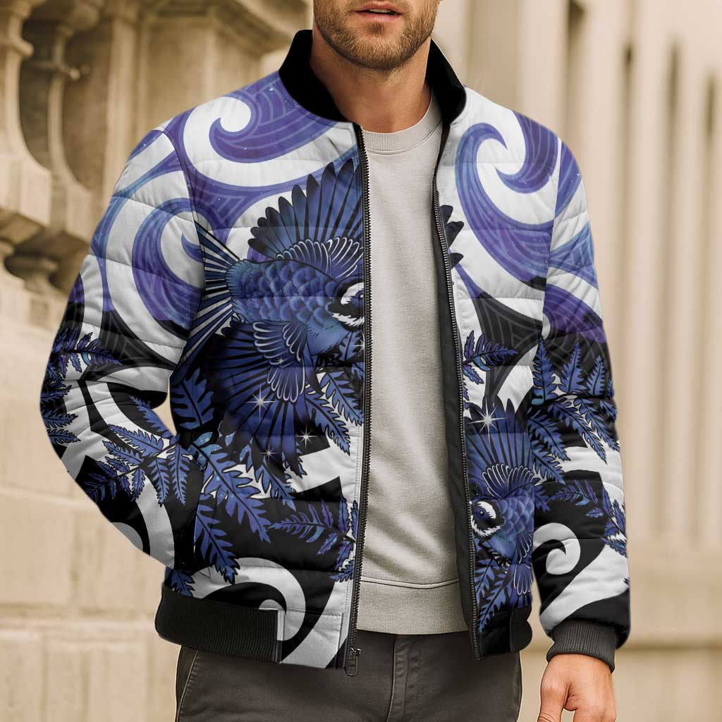 Piwakawaka New Zealand Matariki Bomber Puffer Jacket Maori New Year Silver Fern Purple Galaxy LT14 - Polynesian Pride