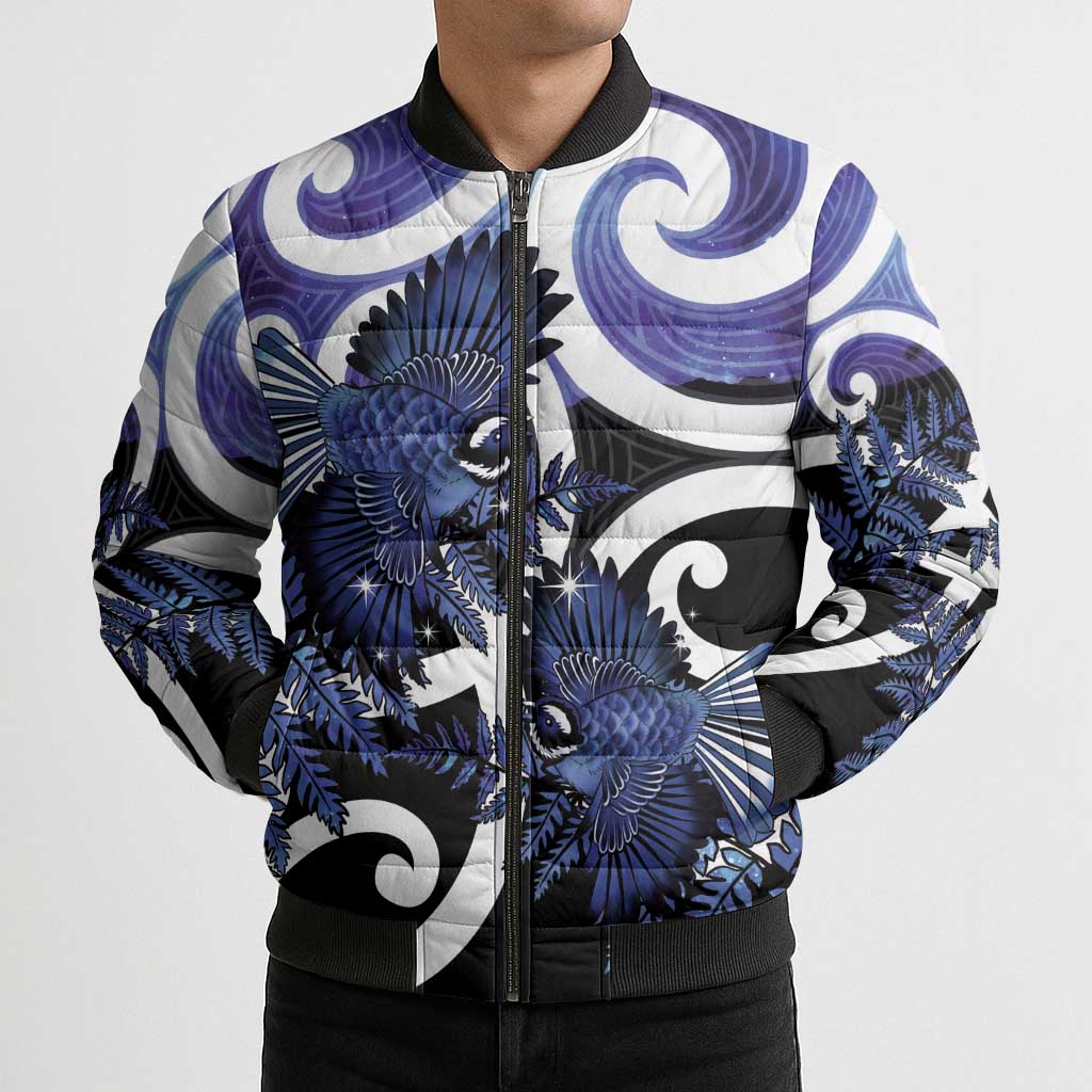 Piwakawaka New Zealand Matariki Bomber Puffer Jacket Maori New Year Silver Fern Purple Galaxy LT14 - Polynesian Pride