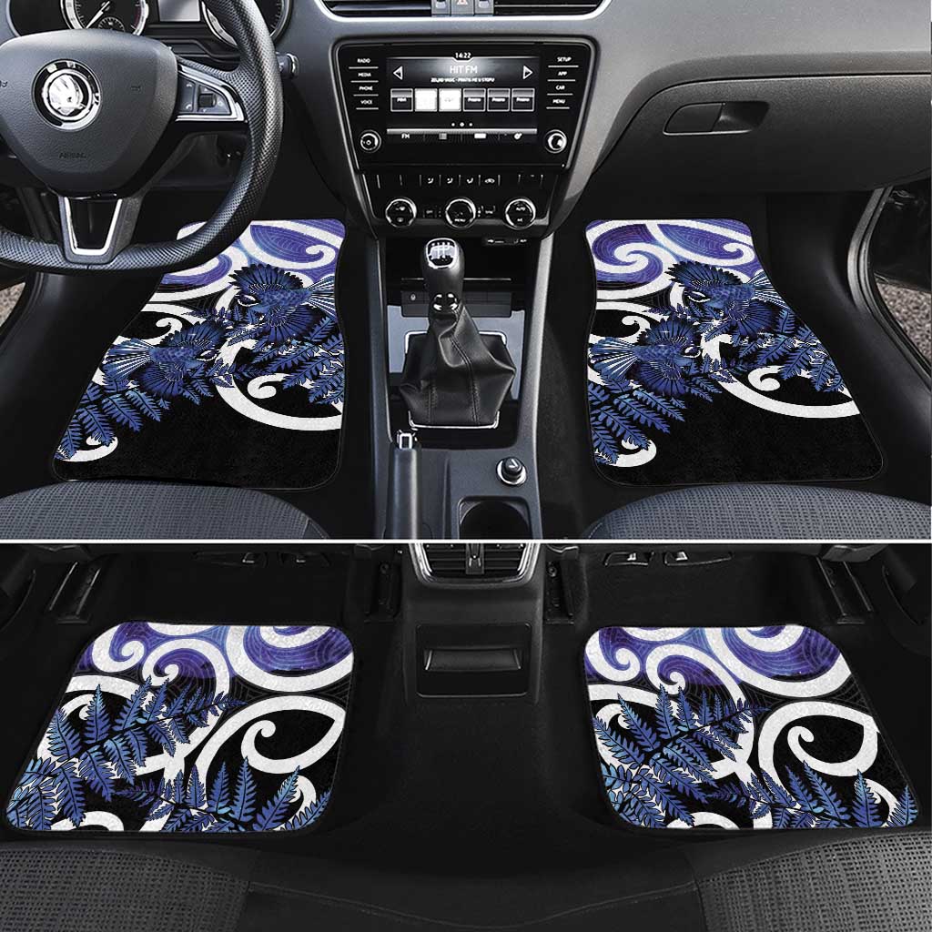 Piwakawaka New Zealand Matariki Car Mats Maori New Year Silver Fern Purple Galaxy
