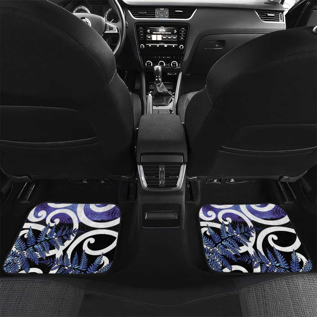Piwakawaka New Zealand Matariki Car Mats Maori New Year Silver Fern Purple Galaxy LT14 Set 2pcs - Back Purple - Polynesian Pride