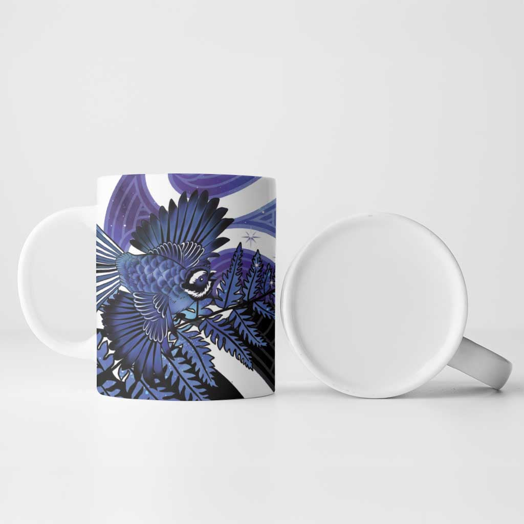 Piwakawaka New Zealand Matariki Ceramic Mug Maori New Year Silver Fern Purple Galaxy LT14 - Polynesian Pride
