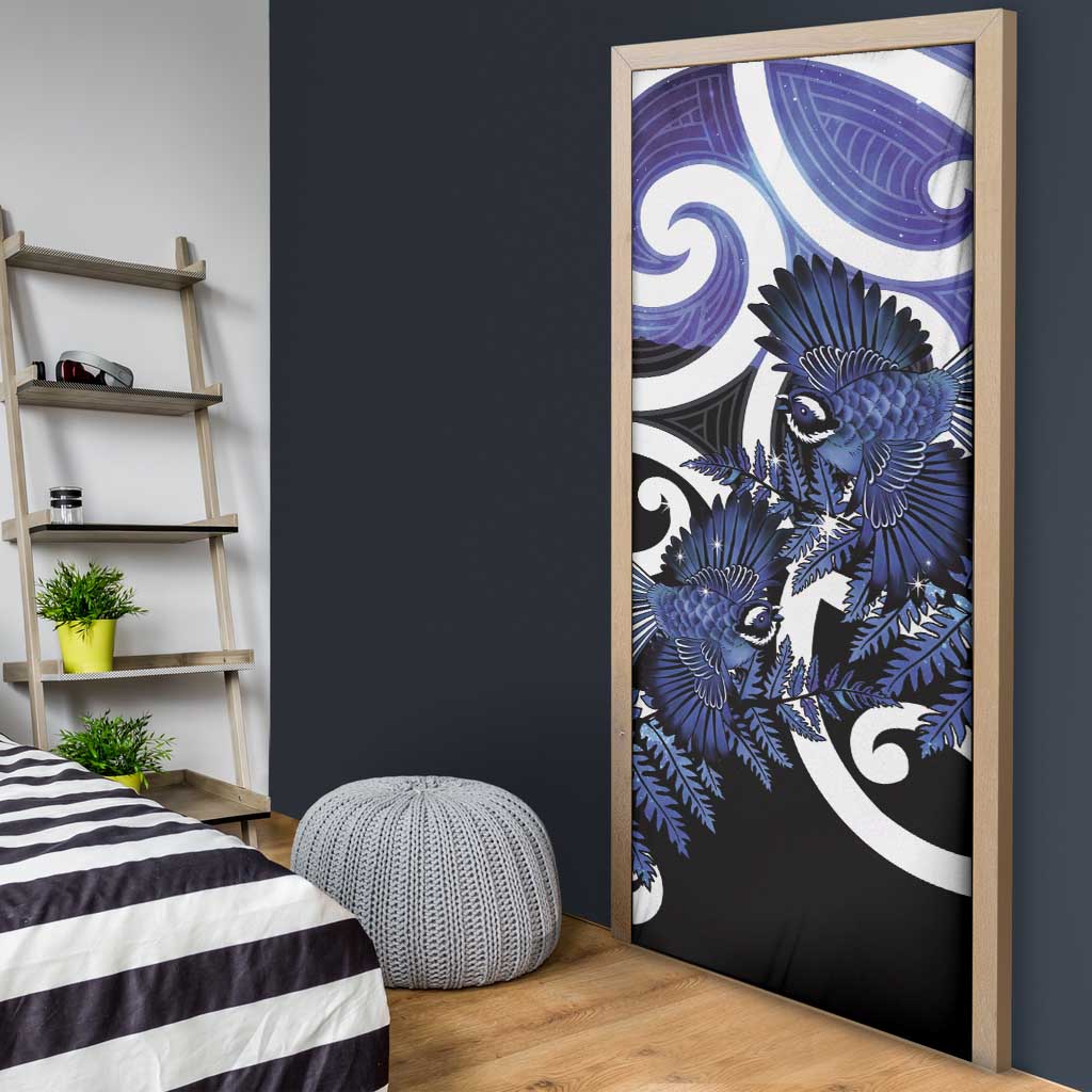 Piwakawaka New Zealand Matariki Door Cover Maori New Year Silver Fern Purple Galaxy LT14 - Polynesian Pride