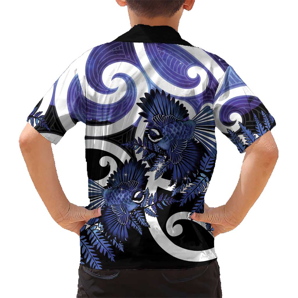 Piwakawaka New Zealand Matariki Family Matching Long Sleeve Bodycon Dress and Hawaiian Shirt Maori New Year Silver Fern Purple Galaxy LT14 - Polynesian Pride
