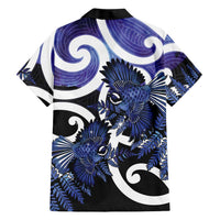 Piwakawaka New Zealand Matariki Family Matching Off Shoulder Maxi Dress and Hawaiian Shirt Maori New Year Silver Fern Purple Galaxy LT14 - Polynesian Pride