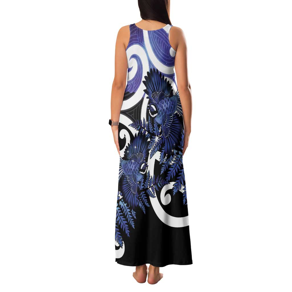 Piwakawaka New Zealand Matariki Family Matching Tank Maxi Dress and Hawaiian Shirt Maori New Year Silver Fern Purple Galaxy LT14 - Polynesian Pride