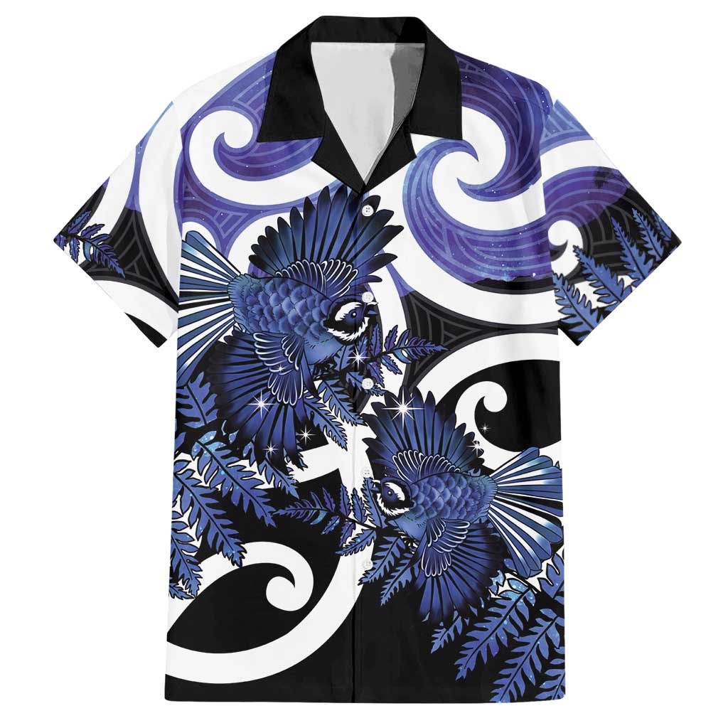 Piwakawaka New Zealand Matariki Hawaiian Shirt Maori New Year Silver Fern Purple Galaxy LT14 Purple - Polynesian Pride