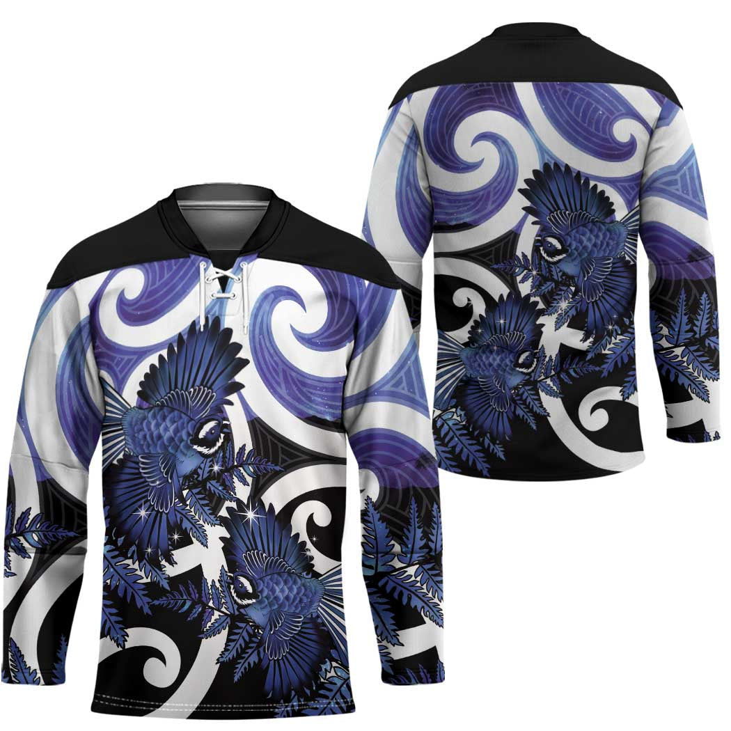 Piwakawaka New Zealand Matariki Hockey Jersey Maori New Year Silver Fern Purple Galaxy LT14 - Polynesian Pride