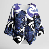 Piwakawaka New Zealand Matariki Kimono Sleeve Blouse Maori New Year Silver Fern Purple Galaxy LT14 Female Purple - Polynesian Pride