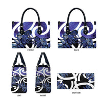Piwakawaka New Zealand Matariki Leather Bag Maori New Year Silver Fern Purple Galaxy LT14 - Polynesian Pride