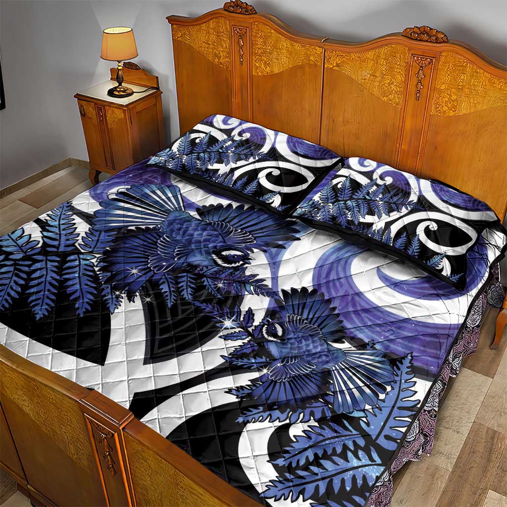 Piwakawaka New Zealand Matariki Quilt Bed Set Maori New Year Silver Fern Purple Galaxy LT14 - Polynesian Pride