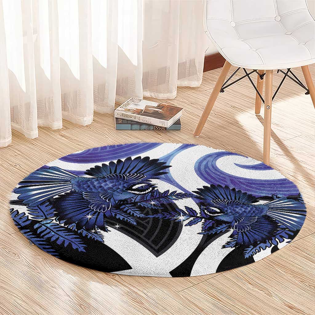 Piwakawaka New Zealand Matariki Round Carpet Maori New Year Silver Fern Purple Galaxy LT14 - Polynesian Pride