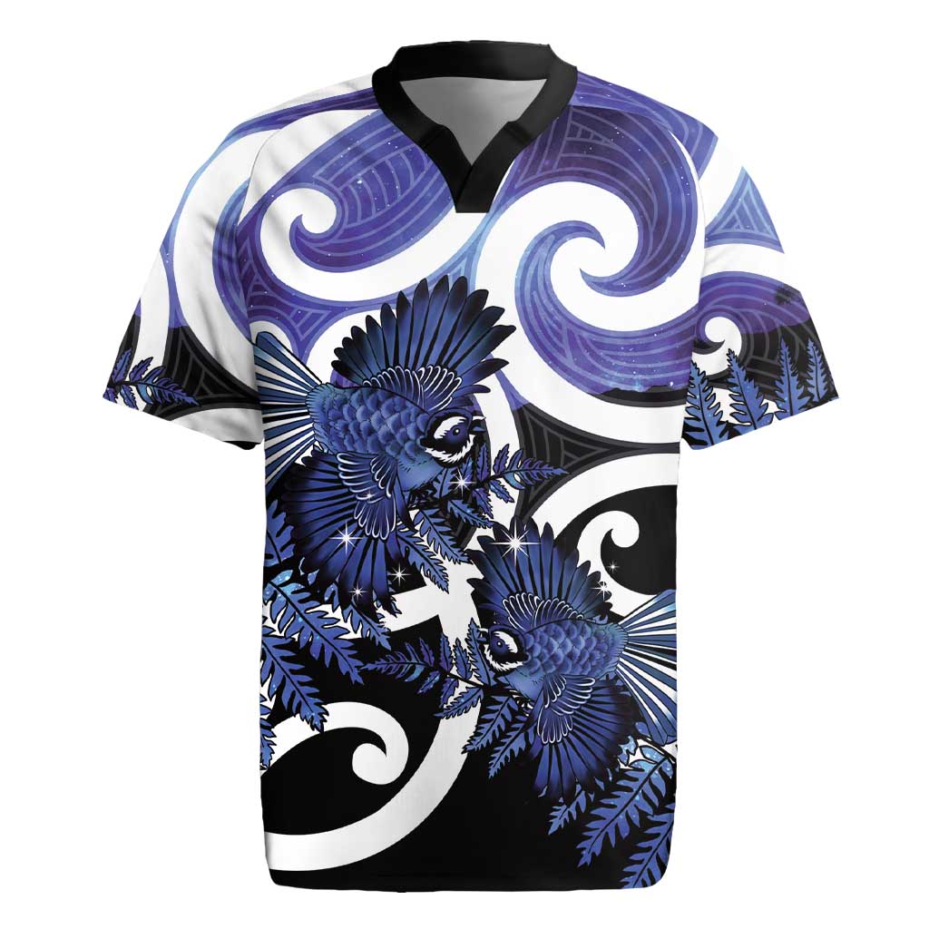 Piwakawaka New Zealand Matariki Rugby Jersey Maori New Year Silver Fern Purple Galaxy