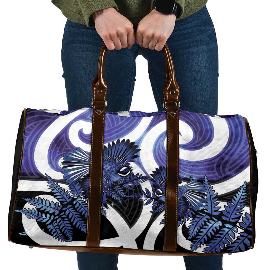 Piwakawaka New Zealand Matariki Travel Bag Maori New Year Silver Fern Purple Galaxy