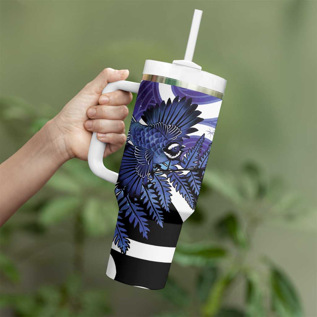 Piwakawaka New Zealand Matariki Tumbler With Handle Maori New Year Silver Fern Purple Galaxy LT14 - Polynesian Pride