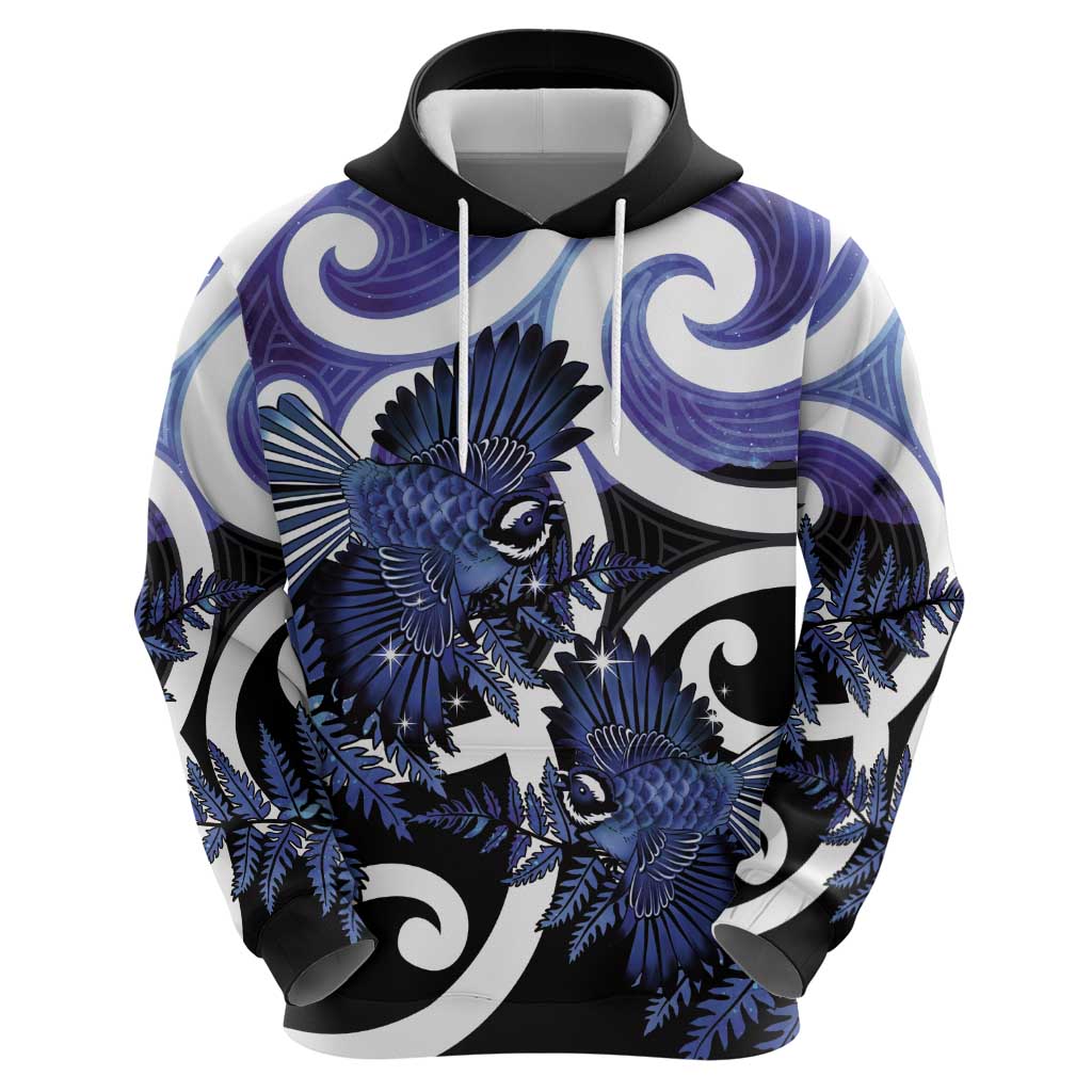Piwakawaka New Zealand Matariki Zip Hoodie Maori New Year Silver Fern Purple Galaxy LT14 - Polynesian Pride
